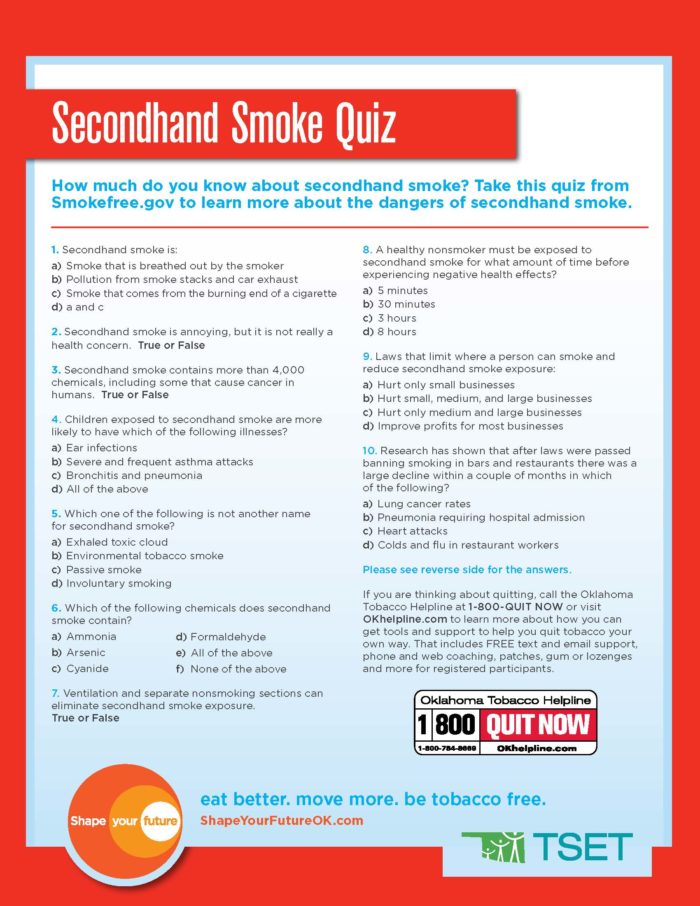Secondhand Smoke Quiz Download