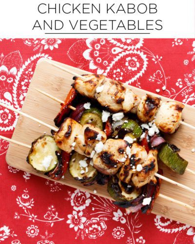 chicken kabob and vegetables