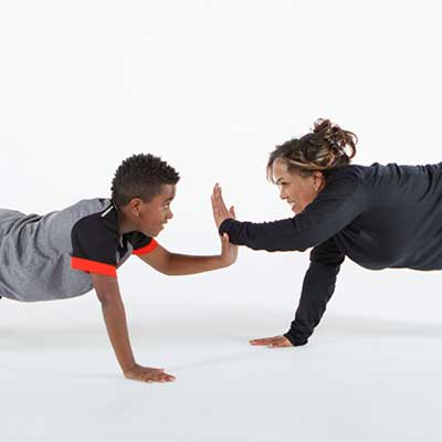 mother and son workout