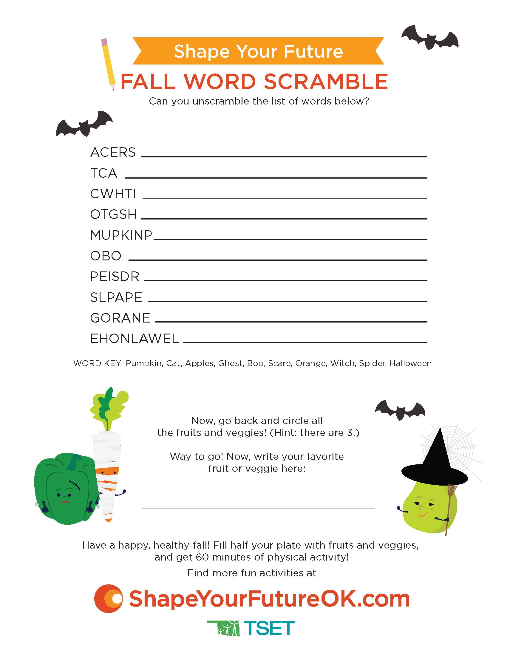 Fall word scramble