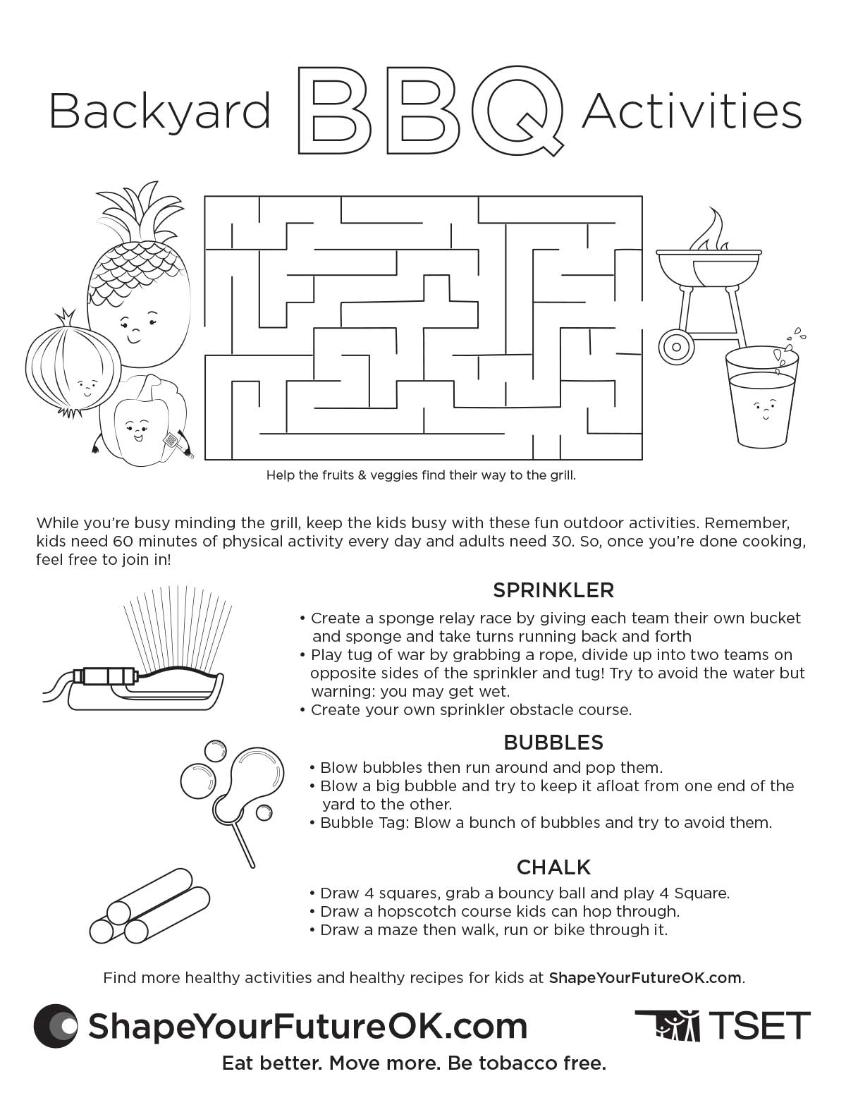 Backyard BBQ activities worksheet download