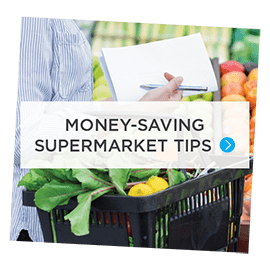 Money-saving supermarket tips button