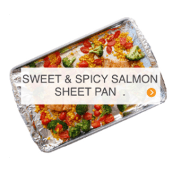 sweet and spicy salmon sheet pan button