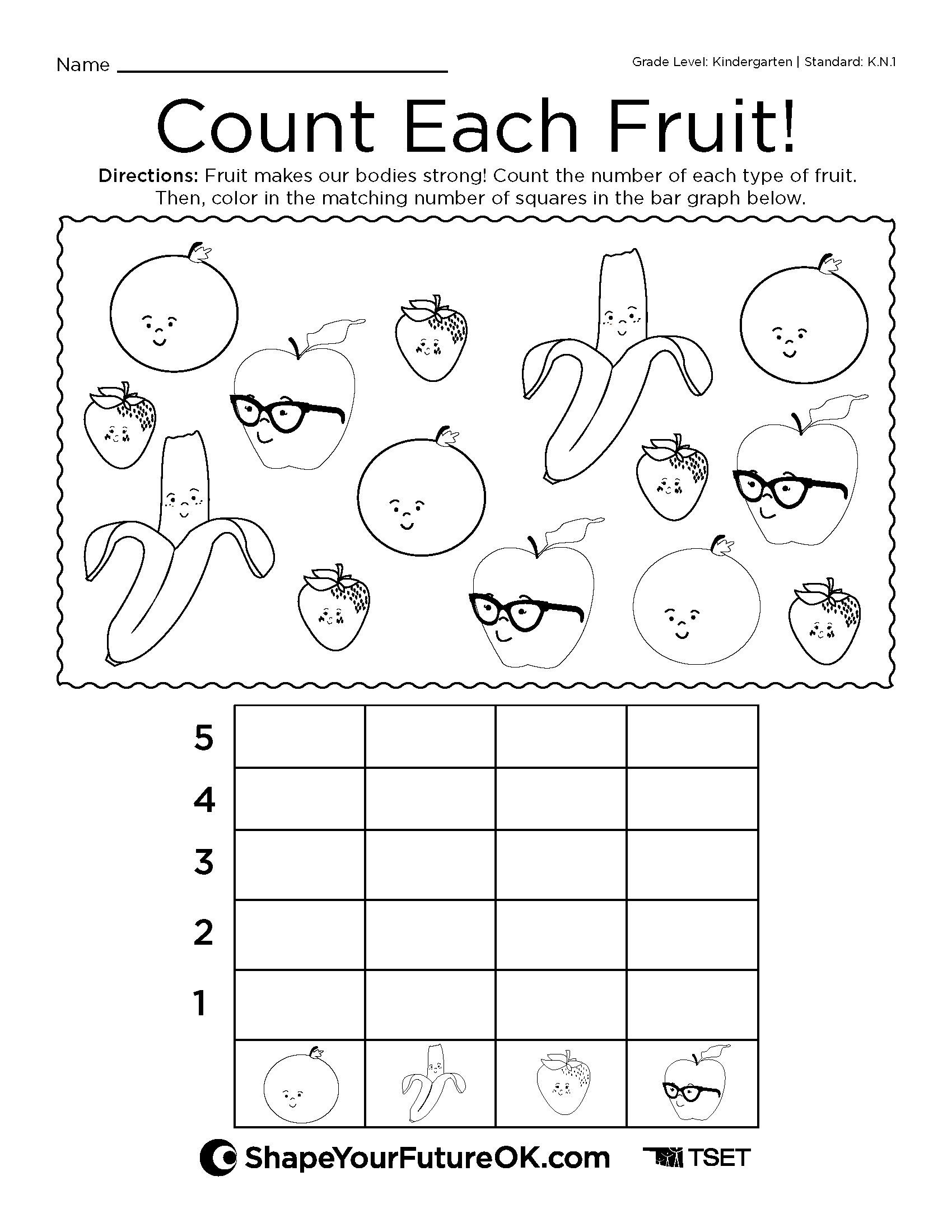 “Count Each Fruit” Worksheet: Kindergarten download