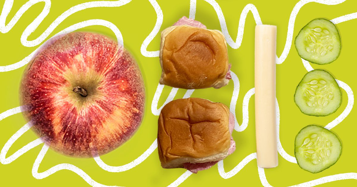 Healthy lunch and snack ideas, sandwiches, fruit, cheese sticks, raw fruit and veggies. 