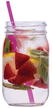 Store bottles of infused water in the fridge so you can quickly grab them when you’re on the go. The key to sticking to healthy habits is to plan ahead and set yourself up for success.
